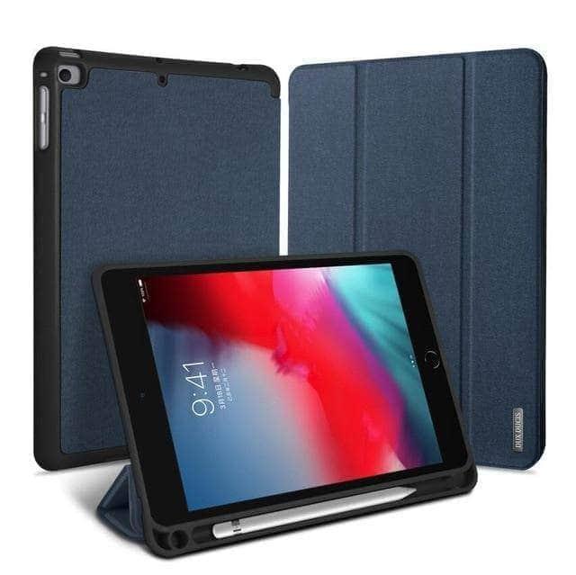 CaseBuddy Casebuddy Blue DUX DUCIS iPad Mini 5 2019 Leather Look Smart Cover Ultra Slim Auto Sleep Pencil Holder