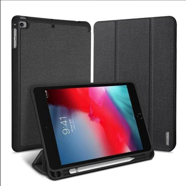 CaseBuddy Casebuddy Black DUX DUCIS iPad Mini 5 2019 Leather Look Smart Cover Ultra Slim Auto Sleep Pencil Holder