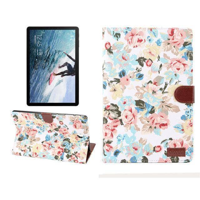 Flower Flip Stand Leather Look Magnet Smart Case Galaxy Tab S4 10.5 SM-T830/T835/T837 - CaseBuddy