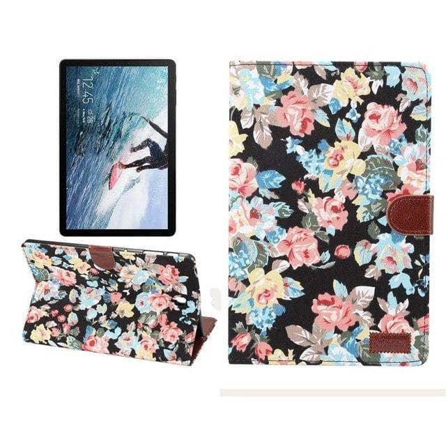 Flower Flip Stand Leather Look Magnet Smart Case Galaxy Tab S4 10.5 SM-T830/T835/T837 - CaseBuddy