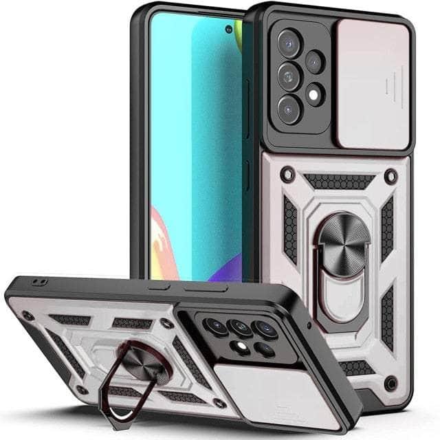 CaseBuddy Australia Casebuddy S22 / Silver Galaxy S22 Full Cover Slide Camera Armor Bracket Bumper