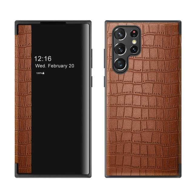 CaseBuddy Australia Casebuddy S22 / Auburn Galaxy S22 Luxury Crocodile Texture PU Leather  Flip Cover