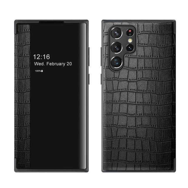 CaseBuddy Australia Casebuddy S22 / black Galaxy S22 Luxury Crocodile Texture PU Leather  Flip Cover