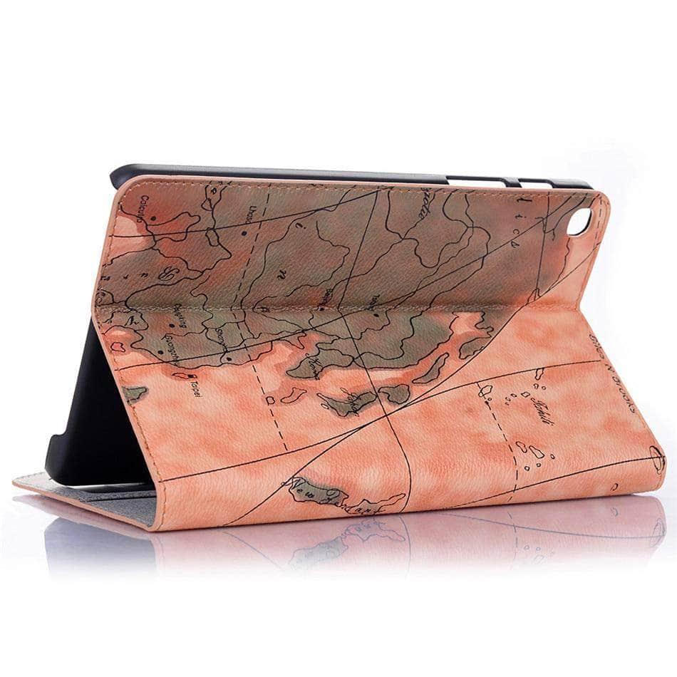 Galaxy Tab A 8.0 2019 SM-T290 T295 Map Pattern PU Leather Card Slot Stand Shell - CaseBuddy