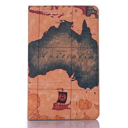 Galaxy Tab A 8.0 2019 SM-T290 T295 Map Pattern PU Leather Card Slot Stand Shell - CaseBuddy