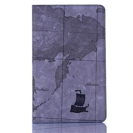 Galaxy Tab A 8.0 2019 SM-T290 T295 Map Pattern PU Leather Card Slot Stand Shell - CaseBuddy