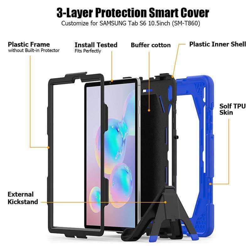 Galaxy Tab S6 10.5 2019 T860 T865 Kids Safe Shockproof Heavy Duty Silicone Hard Stand - CaseBuddy