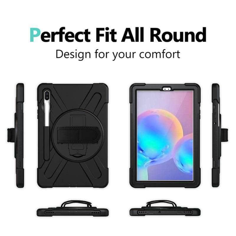 Galaxy Tab S6 10.5 2019 T860 T865 Rugged Hybrid Stand Cover Handle Rotate Pencil Holder Kids - CaseBuddy