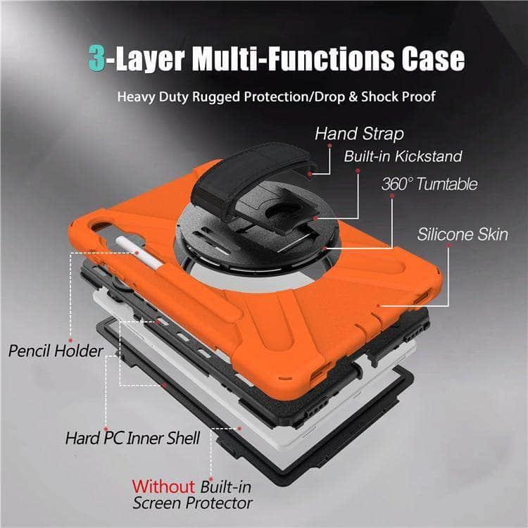 Galaxy Tab S6 10.5 2019 T860 T865 Rugged Hybrid Stand Cover Handle Rotate Pencil Holder Kids - CaseBuddy