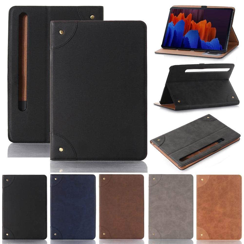 Galaxy Tab S7 11 T870 T875 Automatic Wake/Sleep Magnetic Kickback Retro Flip Case - CaseBuddy