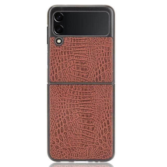 CaseBuddy Australia Casebuddy Samsung Z Flip 3 5G / brown Galaxy Z Flip 3 Luxury Crocodile Skin Cover