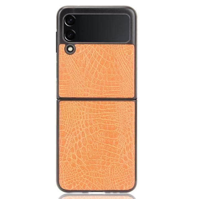 CaseBuddy Australia Casebuddy Samsung Z Flip 3 5G / orange Galaxy Z Flip 3 Luxury Crocodile Skin Cover