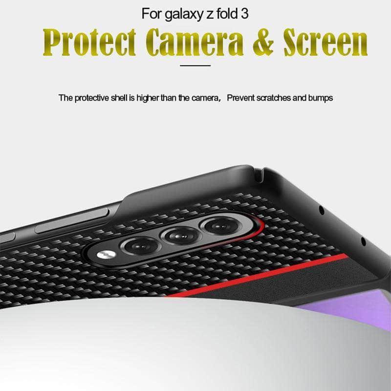 CaseBuddy Australia Casebuddy Galaxy Z Fold 3 Carbon Fiber Texture Leather Cover