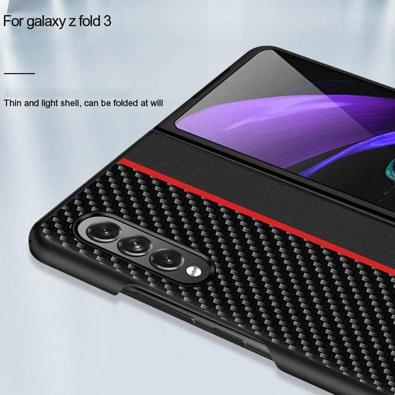 CaseBuddy Australia Casebuddy Galaxy Z Fold 3 Carbon Fiber Texture Leather Cover