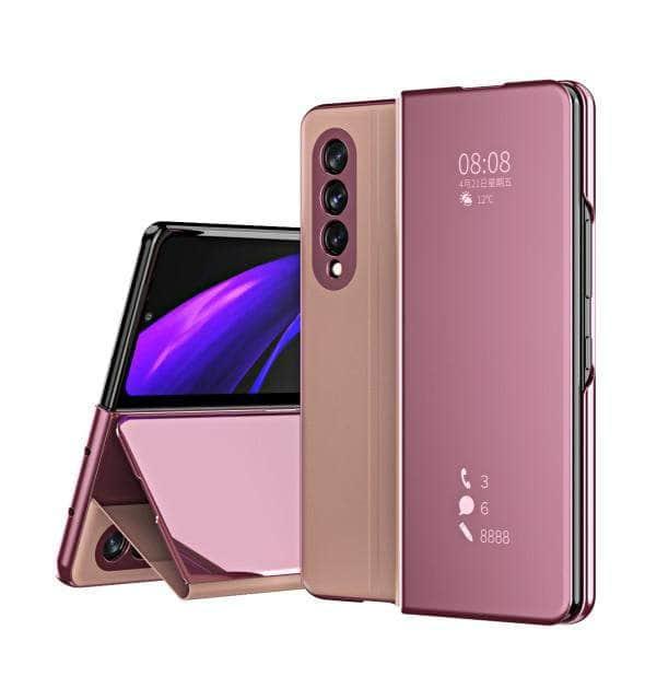 CaseBuddy Australia Casebuddy For Samsung Z Fold 2 / Rose Gold Galaxy Z Fold 3 Mirror Clear View Shell