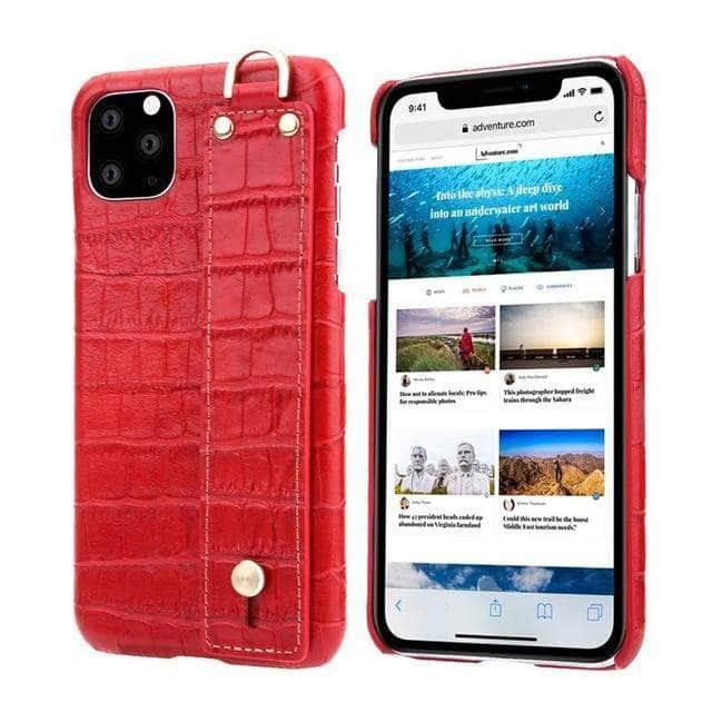 Genuine Leather Case iPhone 11 Pro Max Cover Irregular Protection Coque Casing Wrist Housing - CaseBuddy