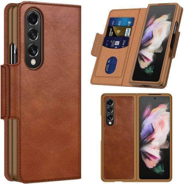 CaseBuddy Australia Casebuddy Z Fold 3 5G (2021) / Retro Brown Genuine Leather Galaxy Z Fold 3 Wallet