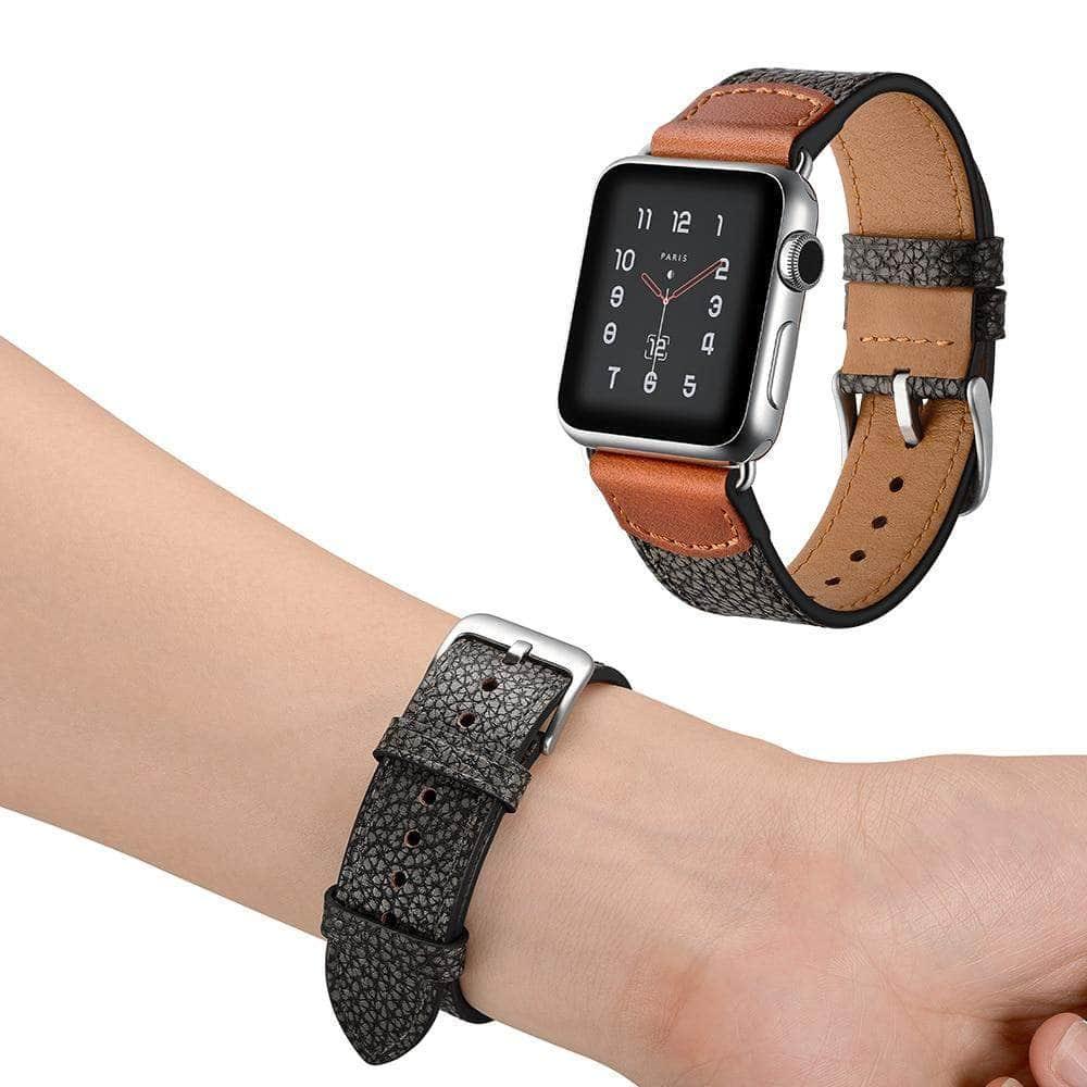 Genuine Leather Watch Band Apple Watch 6 5 4 3 2 1 SE 44/42/40/38 Men's Wristwatch Bracelet - CaseBuddy