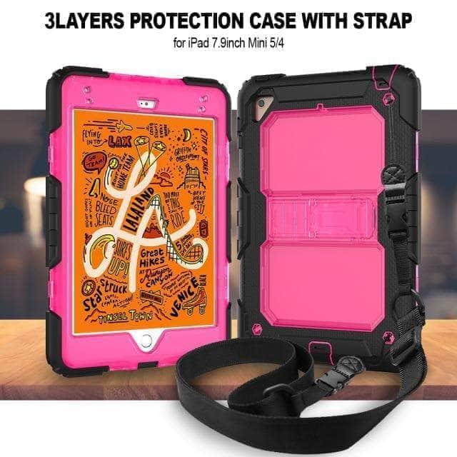 CaseBuddy Australia Casebuddy Rose / ipad mini 5 2019 Heavy Duty iPad Mini 5 Shoulder Strap Stand Case