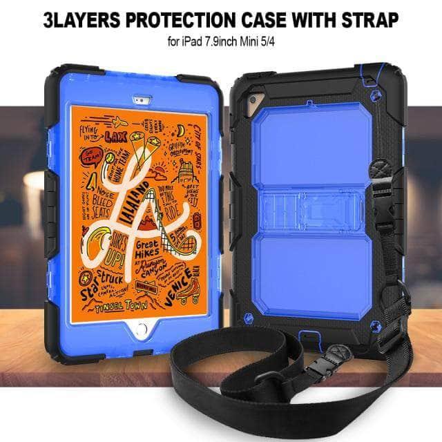 CaseBuddy Australia Casebuddy Blue / ipad mini 5 2019 Heavy Duty iPad Mini 5 Shoulder Strap Stand Case