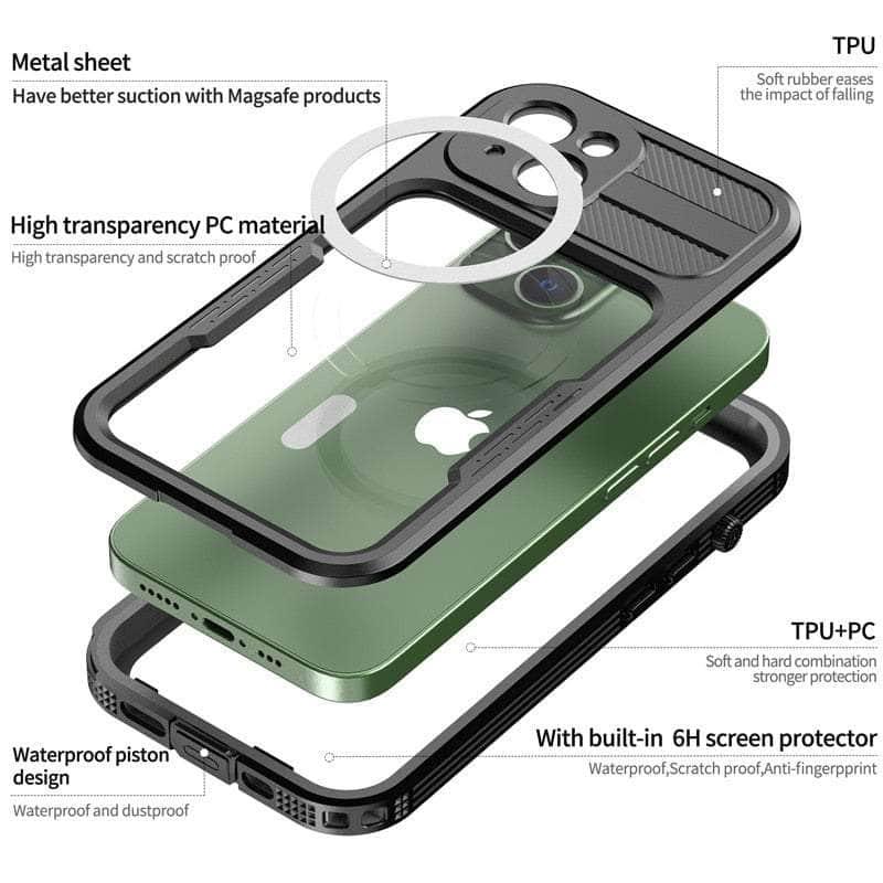 Casebuddy IP68 Waterproof iPhone 14 Plus Diving Wireless Charging Case