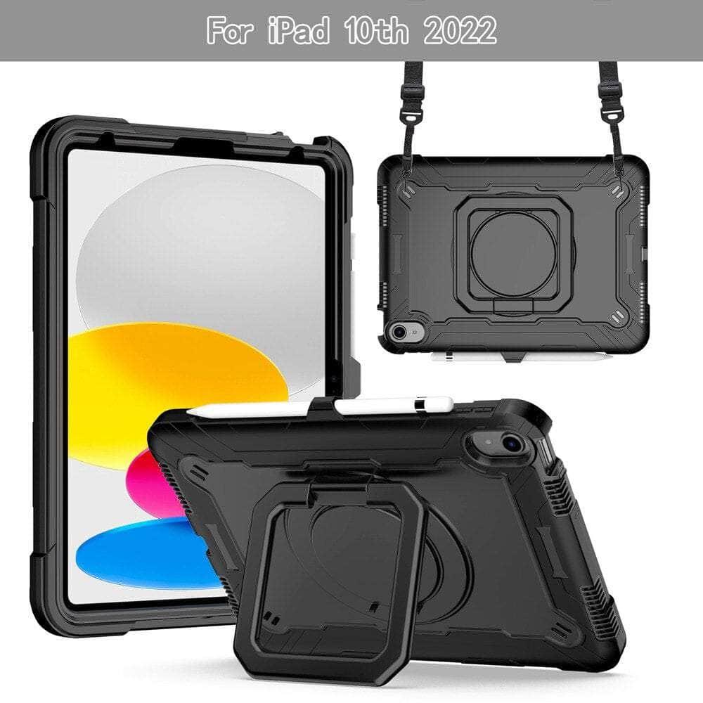 Casebuddy Black / iPad 10th 2022 iPad 10 2022 Armor Shockproof 360 Holder Stand Case