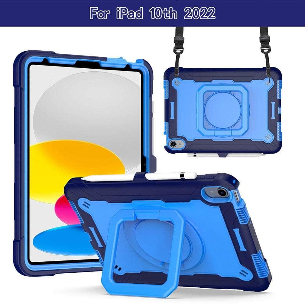 Casebuddy Navy Blue / iPad 10th 2022 iPad 10 2022 Armor Shockproof 360 Holder Stand Case