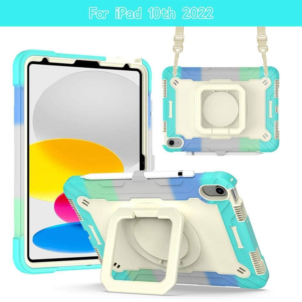 Casebuddy Mint Gray / iPad 10th 2022 iPad 10 2022 Armor Shockproof 360 Holder Stand Case