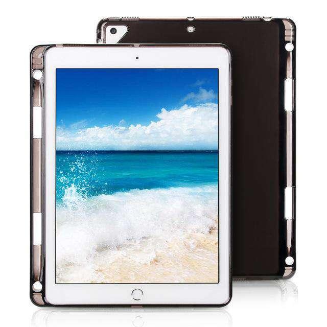 iPad 6 Transparent Rubber Clear Tablet Soft Silicone Case with Pencil Holder - CaseBuddy