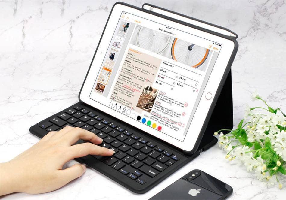 iPad Air 3 2019 Bluetooth Keyboard Built-in Pencil Holder Smart Folding Tablet Case - CaseBuddy