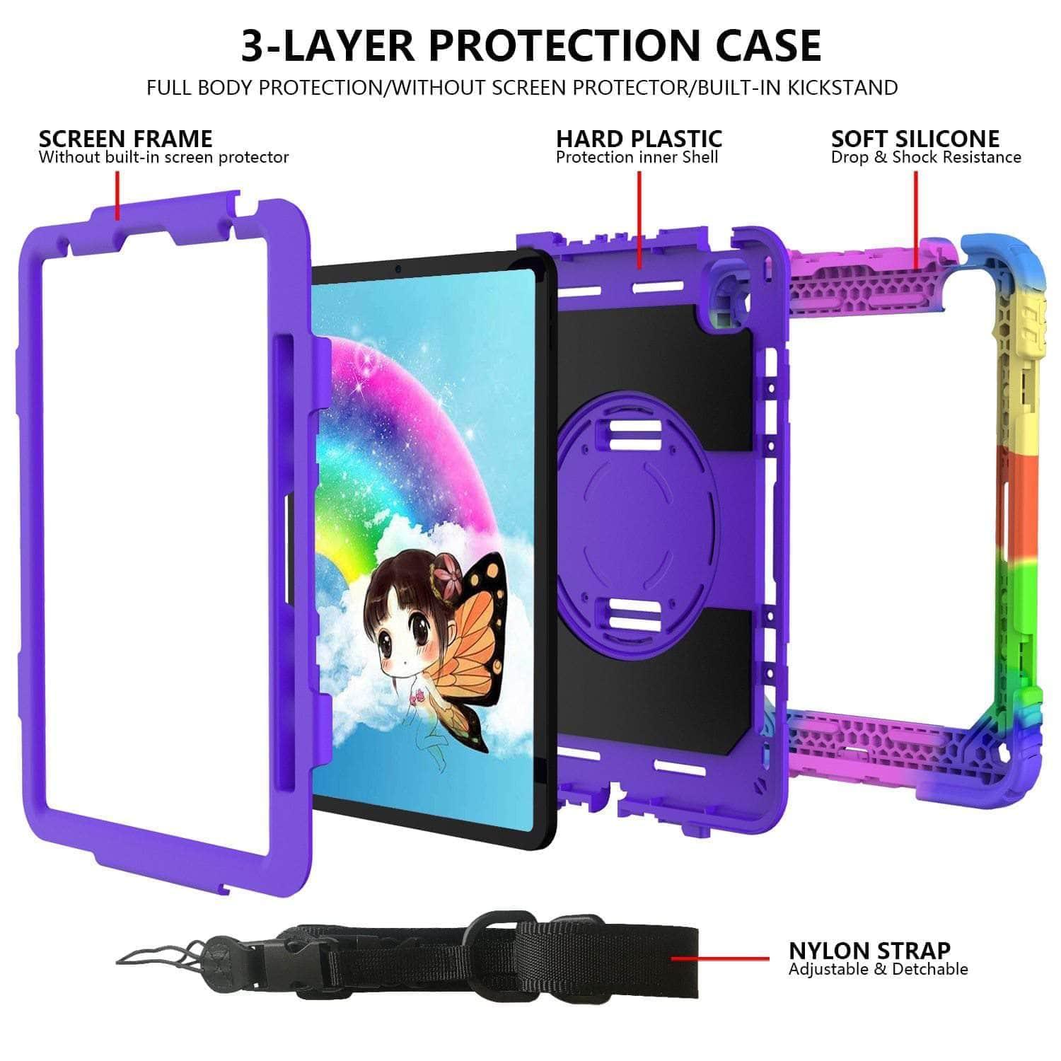 iPad Air 5 High Impact Heavy Duty Hybrid Shoulder Hand Strap Cover