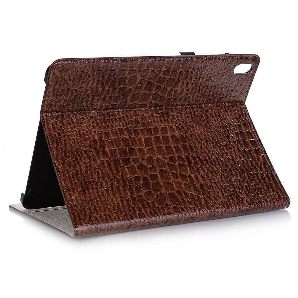 iPad Pro 12.9 2018 Cover Premium Leather Look Crocodile Pattern Smart Awake Sleep Pencil Holder - CaseBuddy