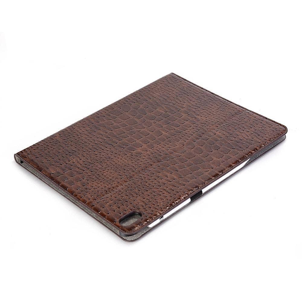 iPad Pro 12.9 2018 Cover Premium Leather Look Crocodile Pattern Smart Awake Sleep Pencil Holder - CaseBuddy