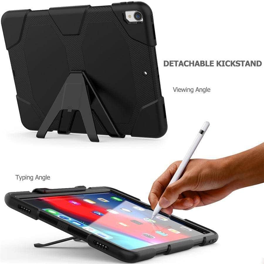 CaseBuddy Casebuddy iPad Pro 12.9 (2018) Shockproof Hard Military Heavy Duty Silicone Rugged Stand Protective Case