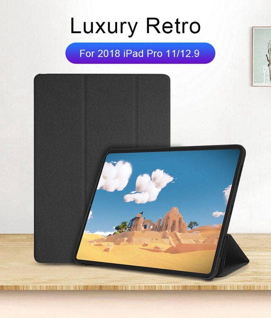 iPad Pro 12.9 2018 WOWCASE Leather Look Ultra Slim Back Tri-fold Magnetic Flip Smart Tablet Cover - CaseBuddy