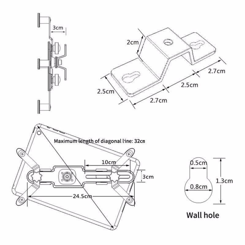 iPad Wall Mount Tablet Holder Universal 7.9-12 inch Tablet Stand 360 Rotation Bracket - CaseBuddy