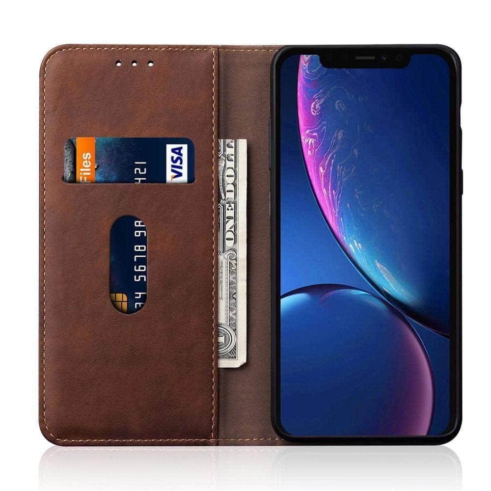 iPhone 11 Pro Max Retro Crazy Horse Pattern PU Leather Flip Stand Wallet Case with Card Slot Shockproof Fundas - CaseBuddy