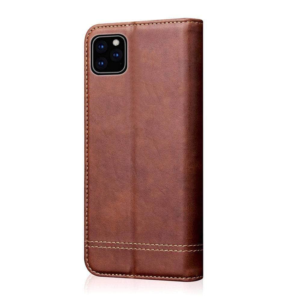 iPhone 11 Pro Max Retro Crazy Horse Pattern PU Leather Flip Stand Wallet Case with Card Slot Shockproof Fundas - CaseBuddy