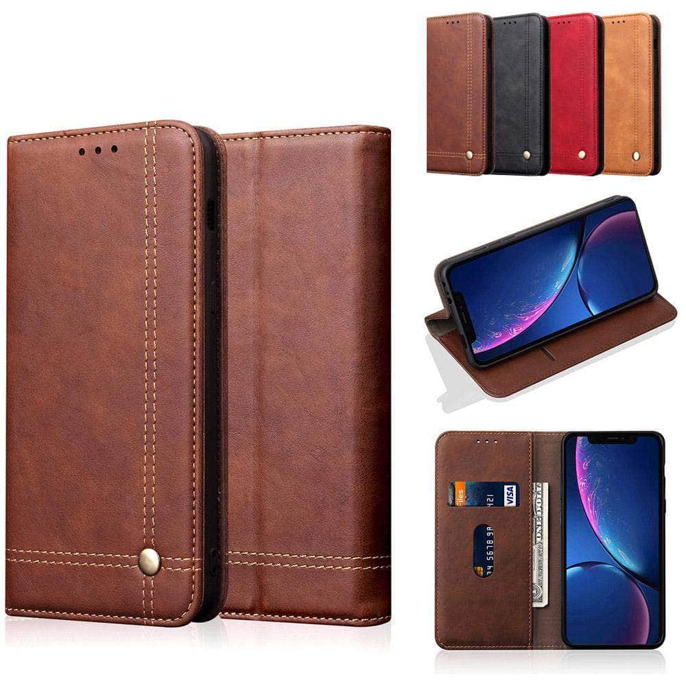 iPhone 11 Pro Max Retro Crazy Horse Pattern PU Leather Flip Stand Wallet Case with Card Slot Shockproof Fundas - CaseBuddy