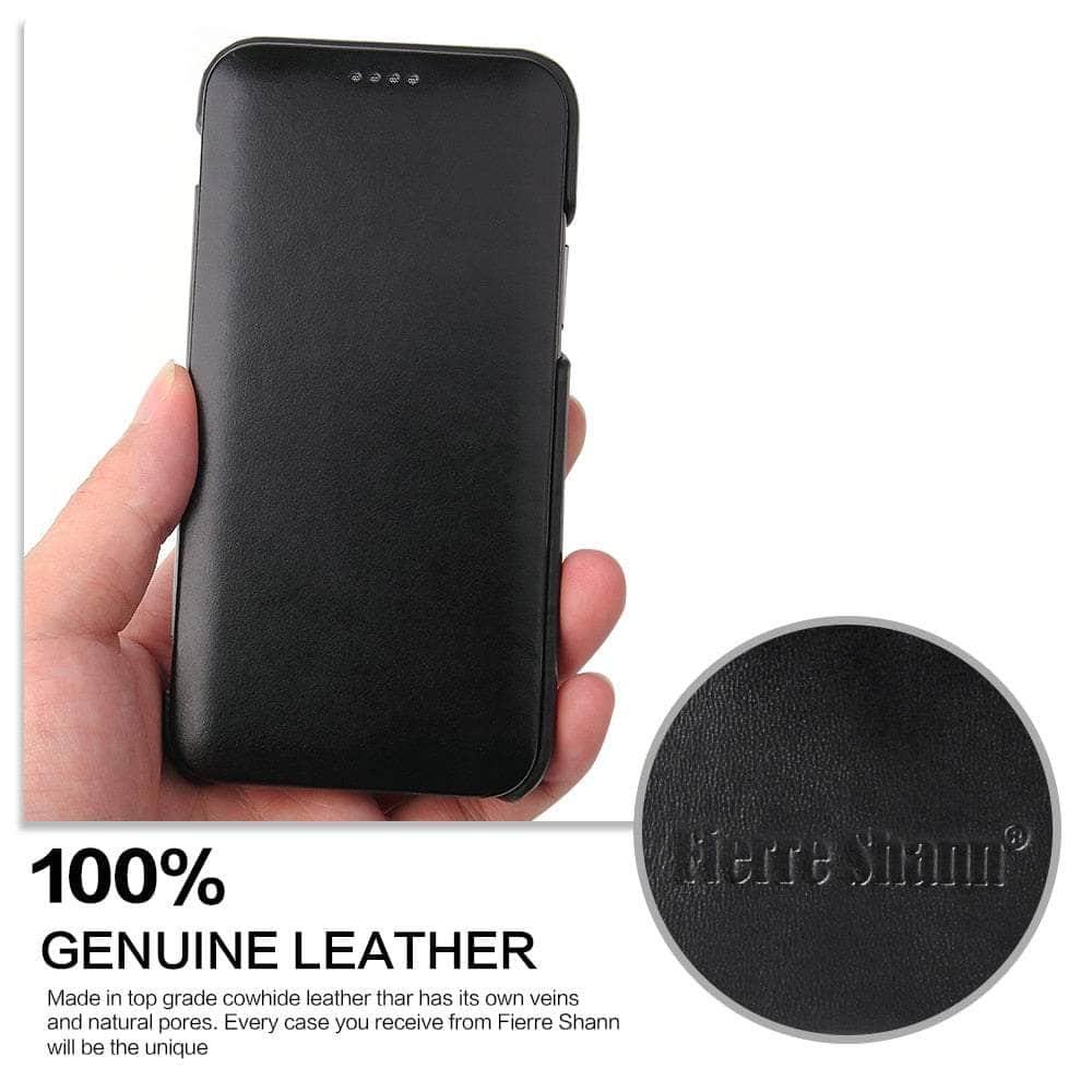 Casebuddy iPhone 14 Pro Genuine Leather Magnet Flip Case