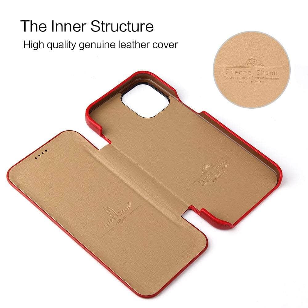 Casebuddy iPhone 14 Pro Genuine Leather Magnet Flip Case