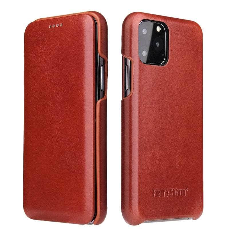 Casebuddy Auburn / iPhone 14 Pro iPhone 14 Pro Genuine Leather Magnet Flip Case