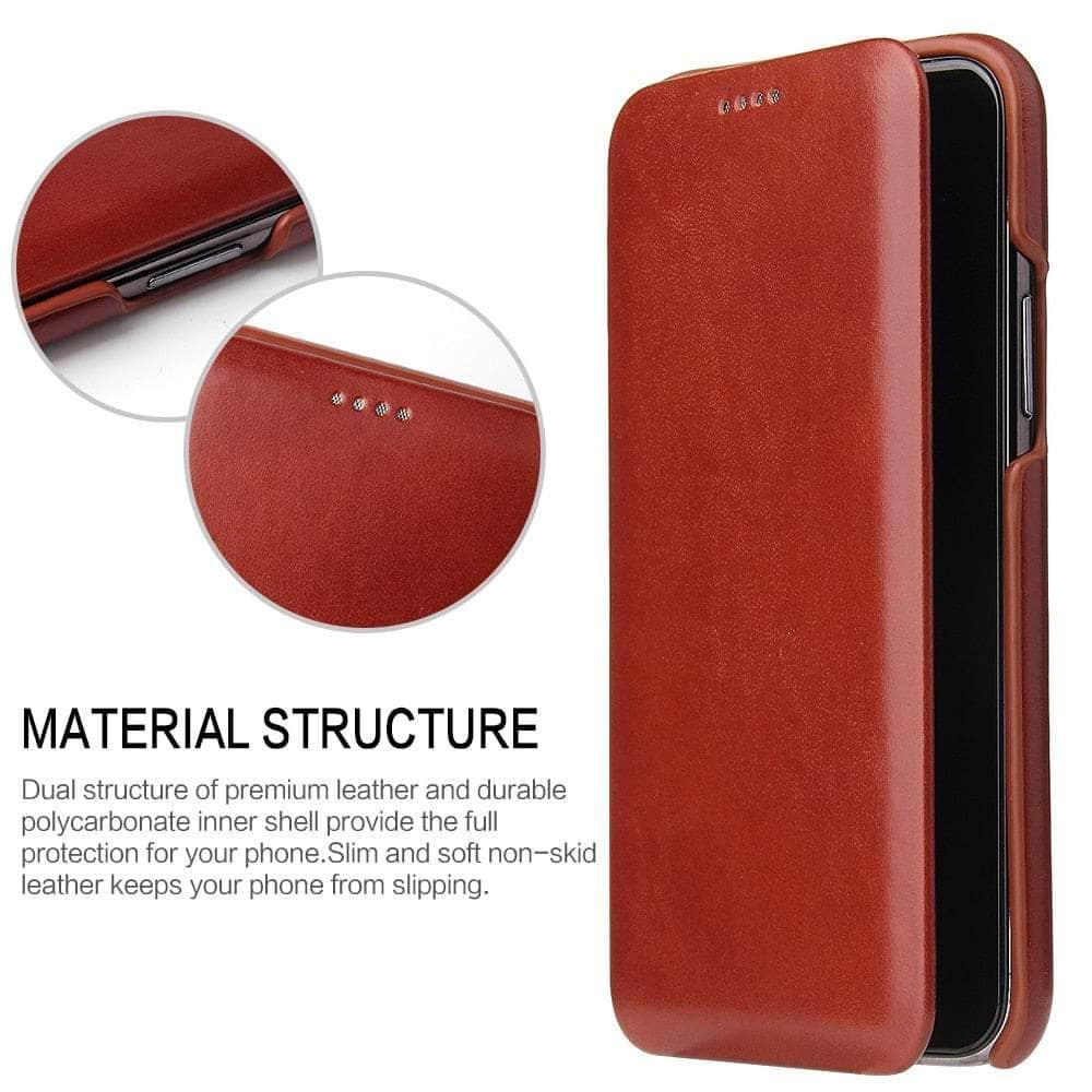 Casebuddy iPhone 14 Pro Genuine Leather Magnet Flip Case