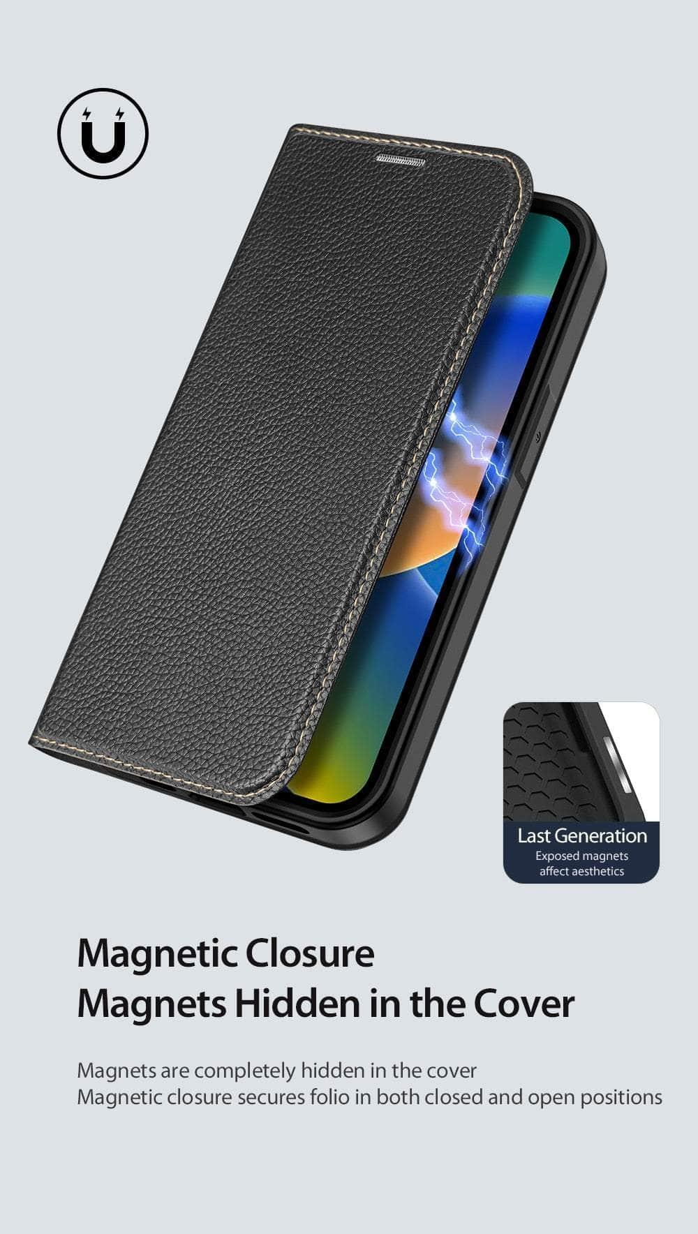 Casebuddy iPhone 14 Pro Magnetic Folio Leather Flip Wallet Stand