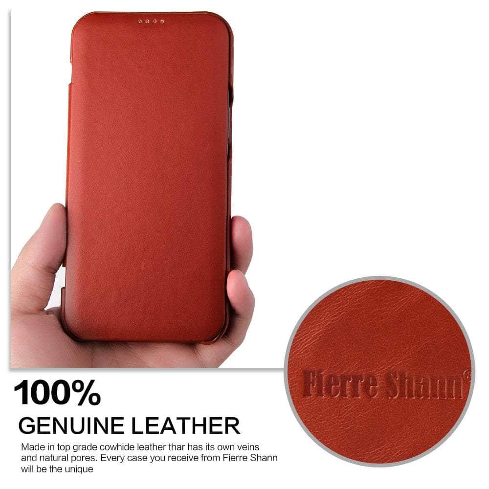 Casebuddy iPhone 14 Pro Max Genuine Leather Magnet Flip Case