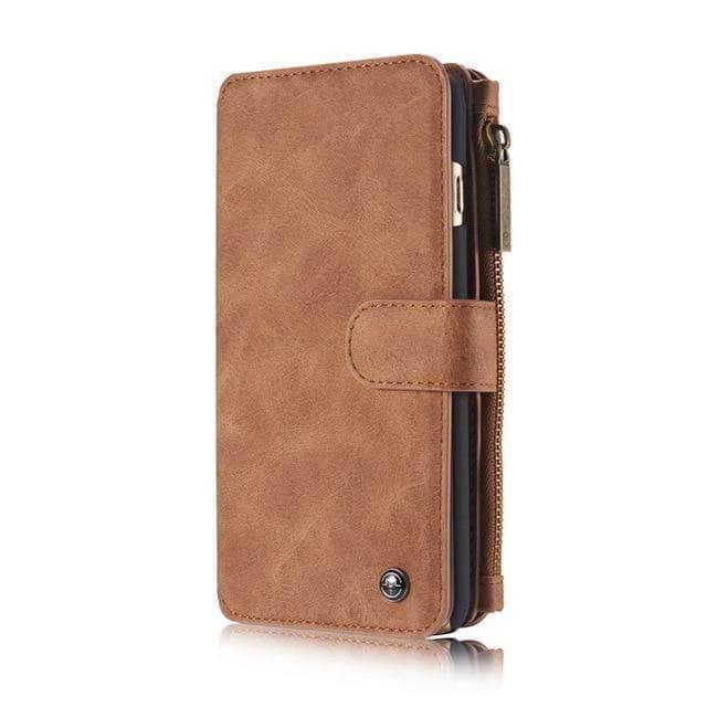 CaseBuddy Australia Casebuddy For iPhone SE 2020 / Brown iPhone SE 2020 Luxury Flip Leather Wallet Zipper Card Holder