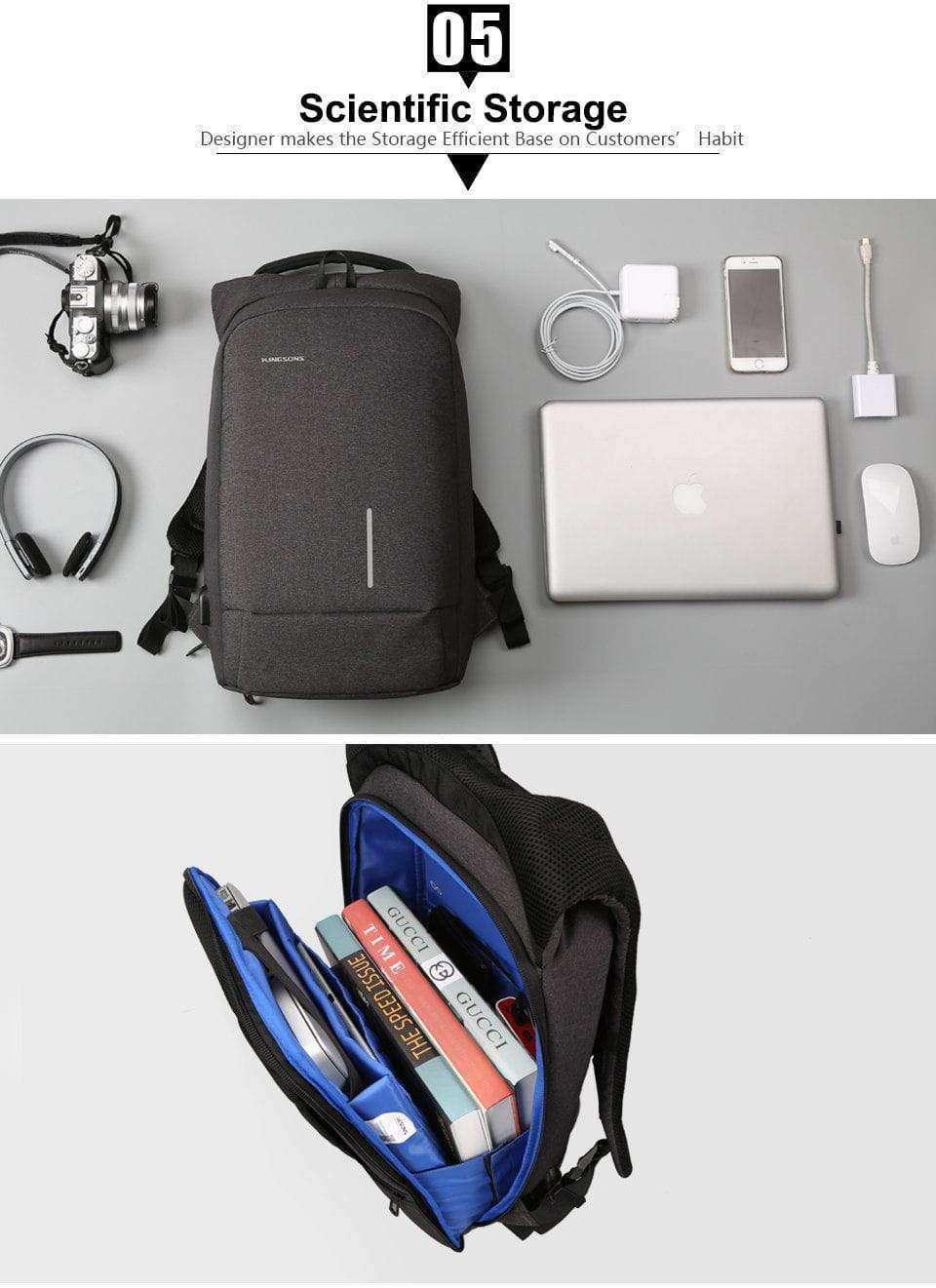 Kingsons USB Charge Anti Theft Backpack 15.6'' Laptop Waterproof - CaseBuddy