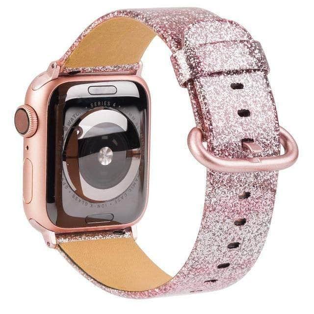 Leather Bling Diamond Band Apple Watch Band 6 5 4 3 2 SE 44/42/40/38 - CaseBuddy