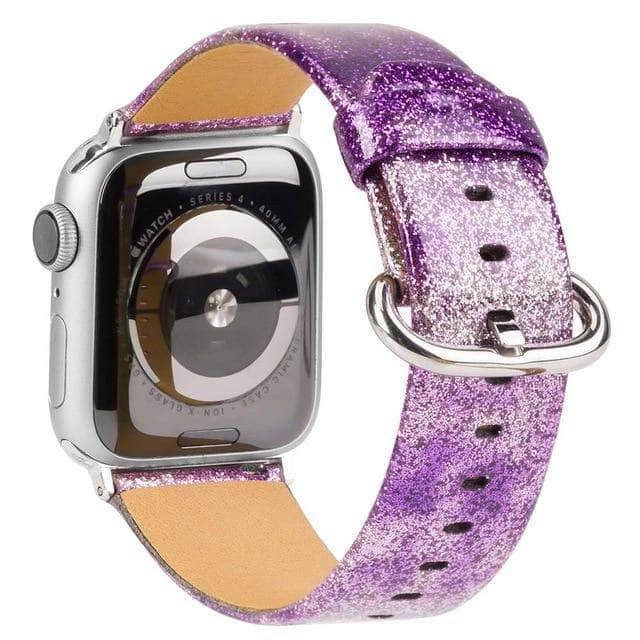 Leather Bling Diamond Band Apple Watch Band 6 5 4 3 2 SE 44/42/40/38 - CaseBuddy