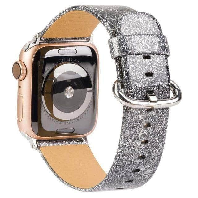 Leather Bling Diamond Band Apple Watch Band 6 5 4 3 2 SE 44/42/40/38 - CaseBuddy